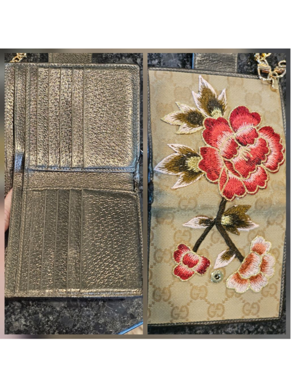 Gucci GG Monogram D-Ring Wallet w/Wristlet Strap & Patches Added - Picture 8 of 9